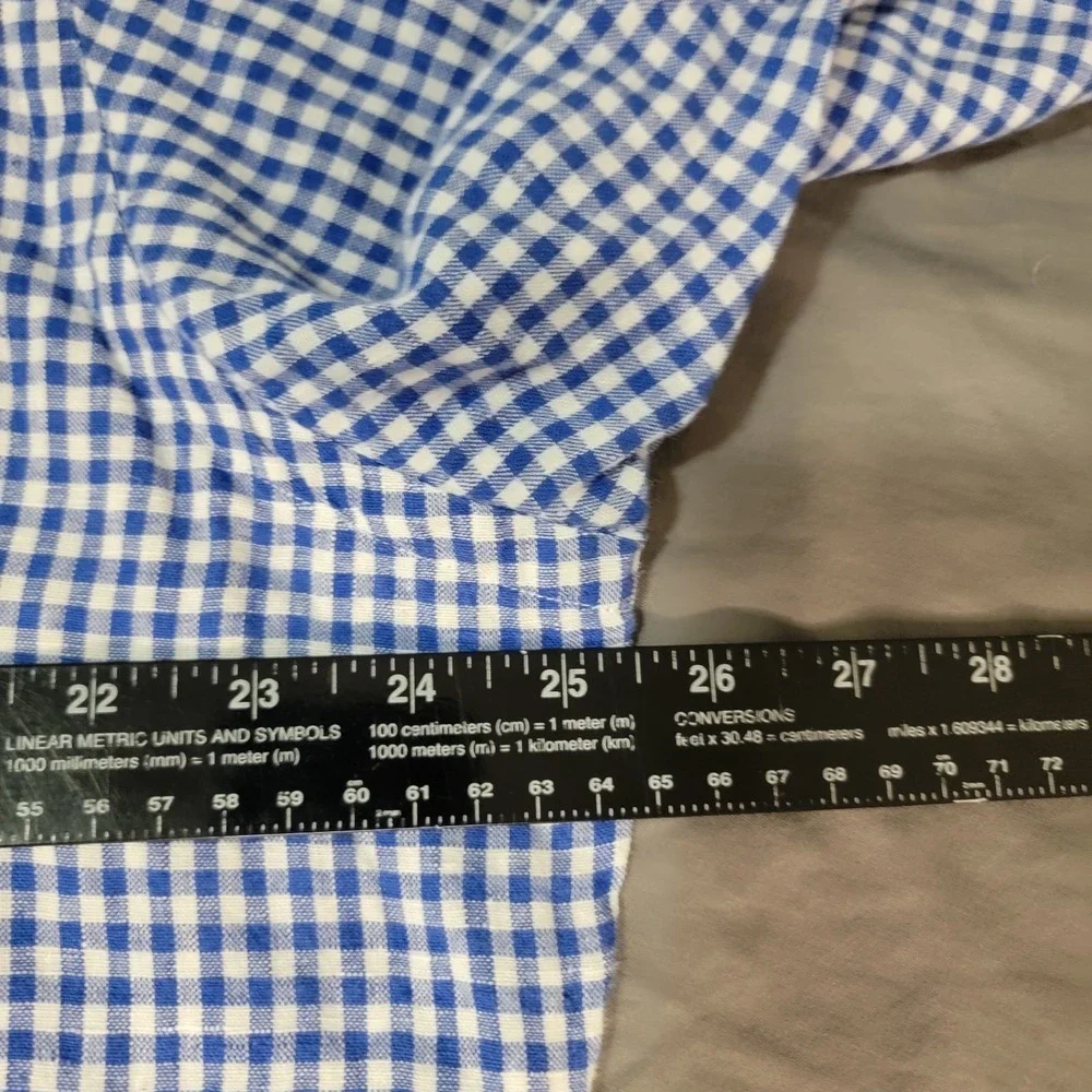 Ralph Lauren Linen Shirt Men's XL Blue Gingham Check Red Pony Short Sleeve